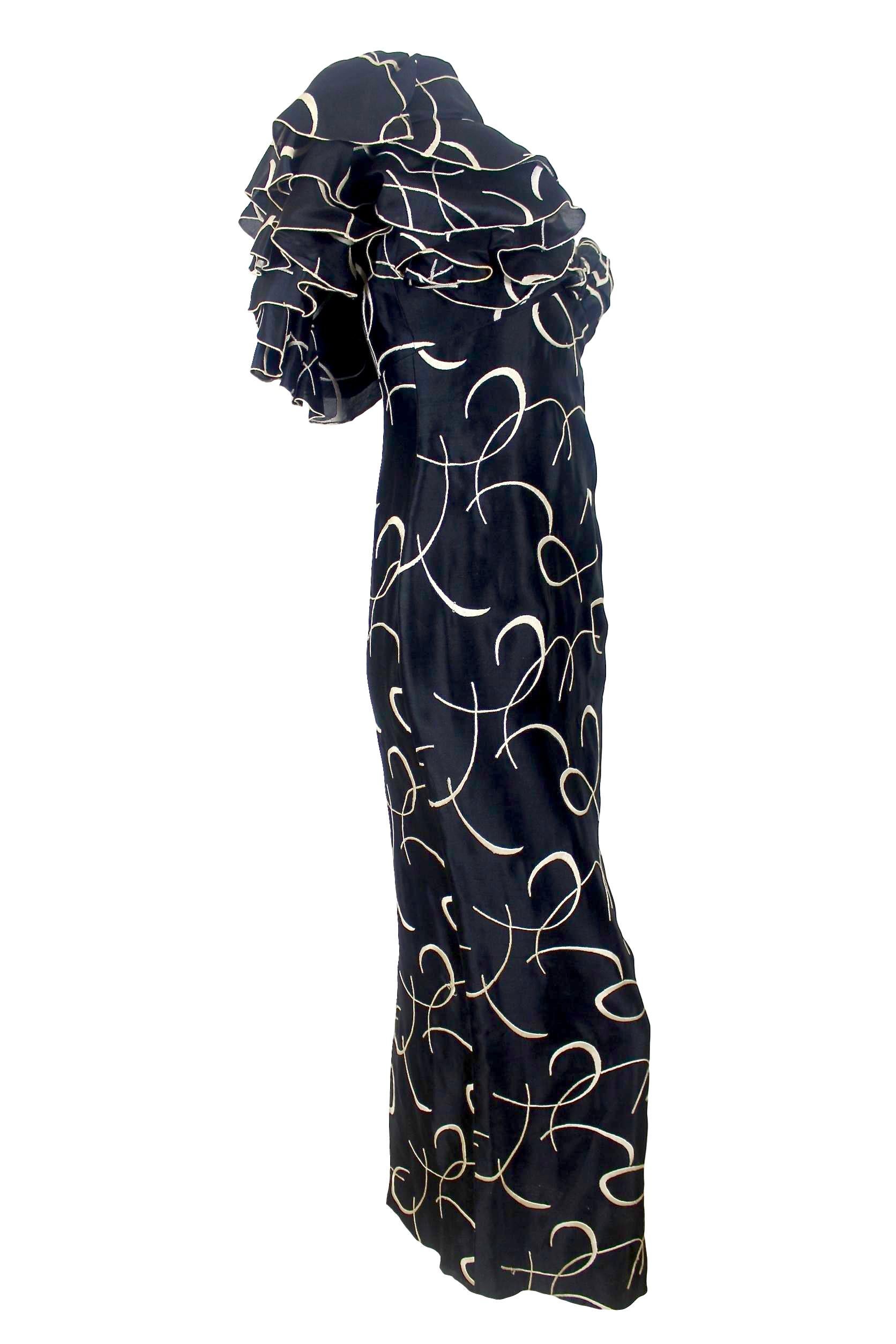 Loris Azzaro Couture Silk Embroidered Evening Dress For Sale 4