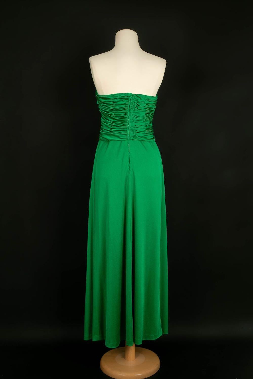 Green Loris Azzaro Dress in Viscose and Rhinestones For Sale