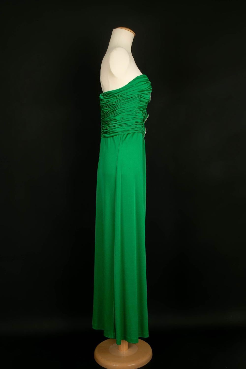 Loris Azzaro Dress in Viscose and Rhinestones In Good Condition For Sale In SAINT-OUEN-SUR-SEINE, FR