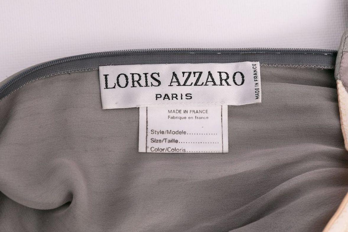 Loris Azzaro - Robe en soie grise brodée, taille 36FR en vente 8