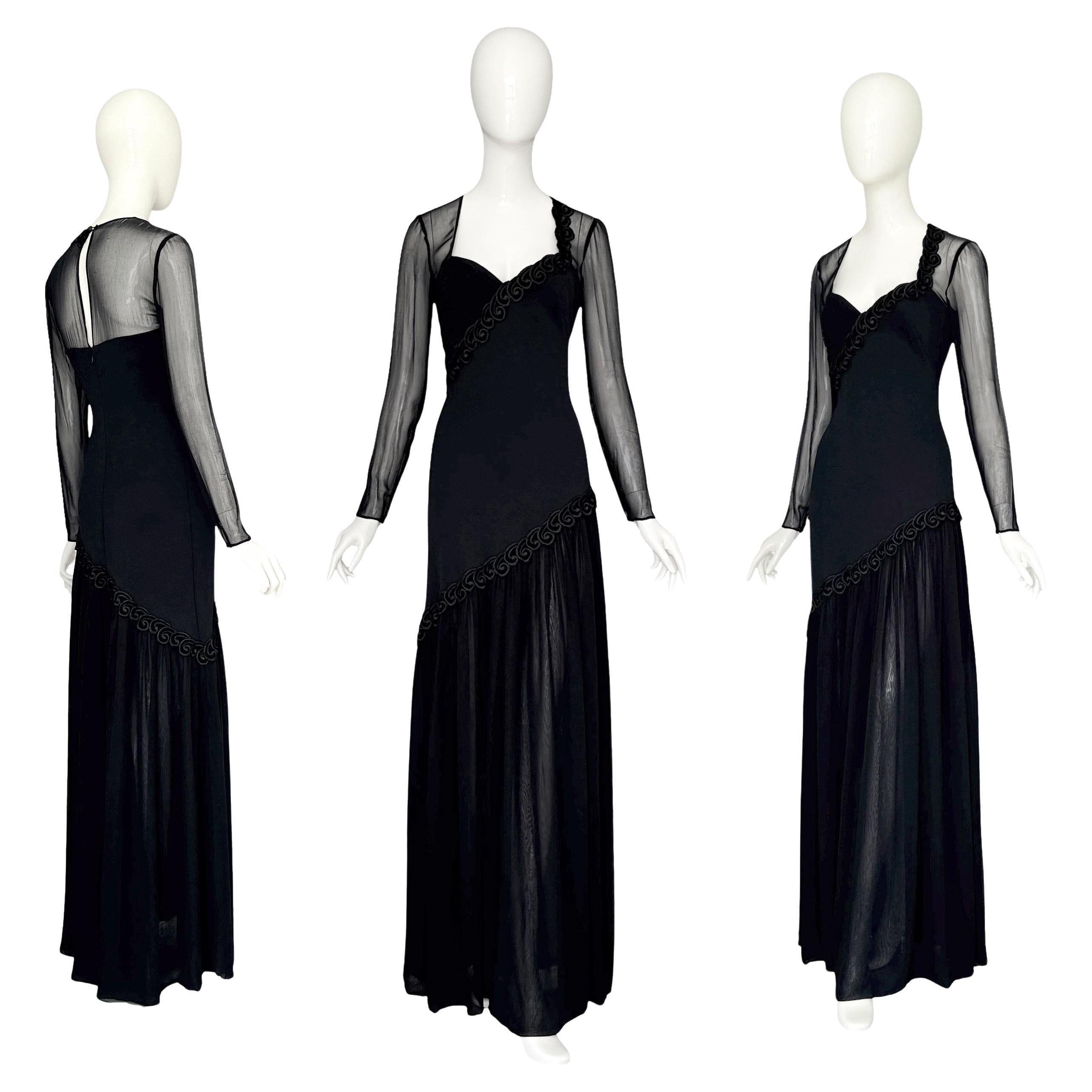 Loris Azzaro für Azzaro Boutique Paris 1980er Vintage Schwarzes Abendkleid