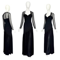Loris Azzaro für Azzaro Boutique Paris 1980er Vintage Schwarzes Abendkleid