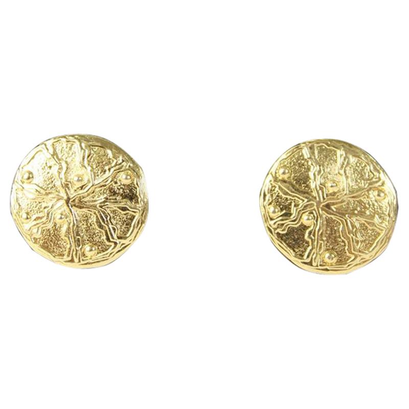 Loris Azzaro Gold Metal Clip On Costume Jawelry Earings 1980s