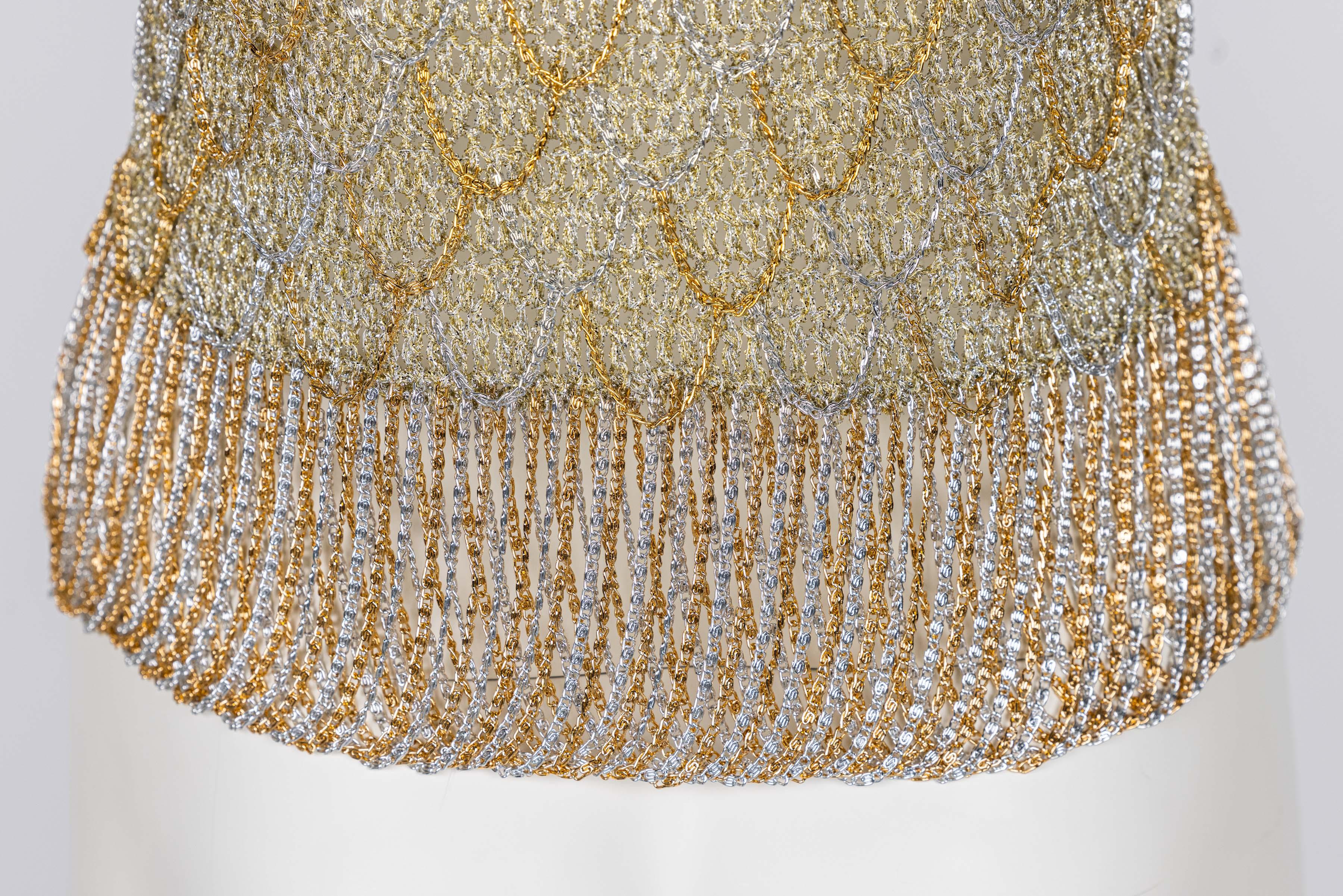 Loris Azzaro Gold Silver Crochet chain Top, 1970s 3