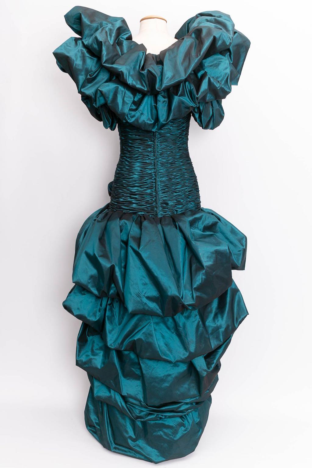 Blue Loris Azzaro Haute Couture Bustier Dress, Size 36FR For Sale