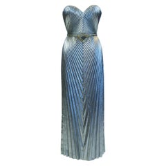 Loris Azzaro Haute Couture evening dress in silver lamé Circa 1980