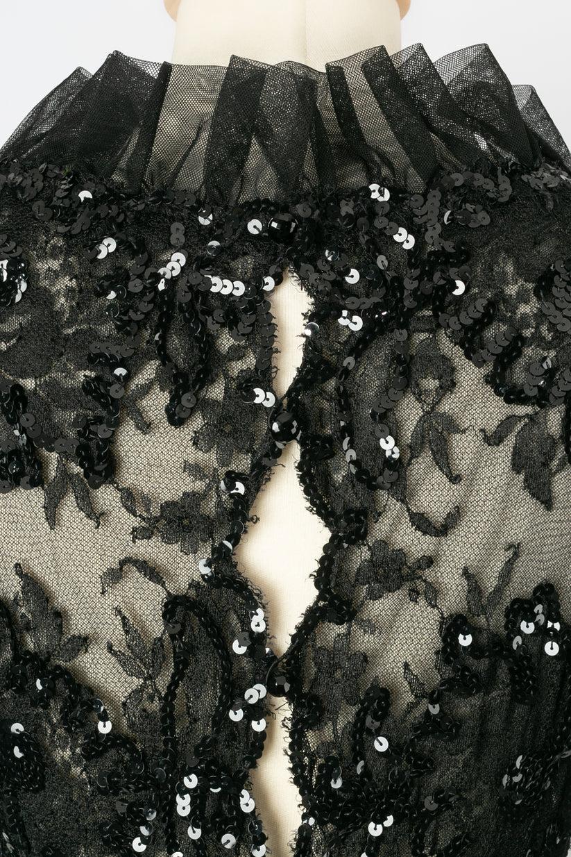 Loris Azzaro - Robe longueur genou en jersey noir et dentelle Pour femmes en vente