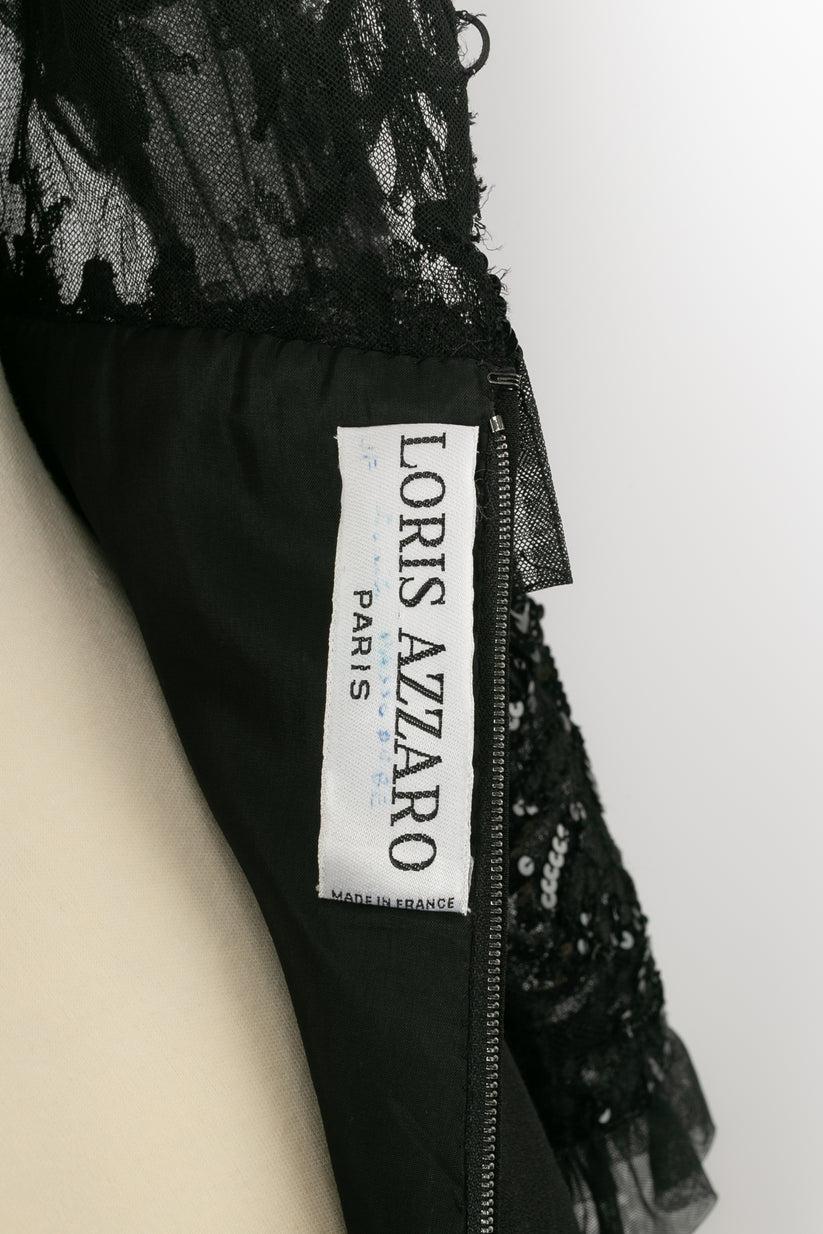 Loris Azzaro Knielanges Kleid aus schwarzem Jersey und Spitze aus Jersey im Angebot 4