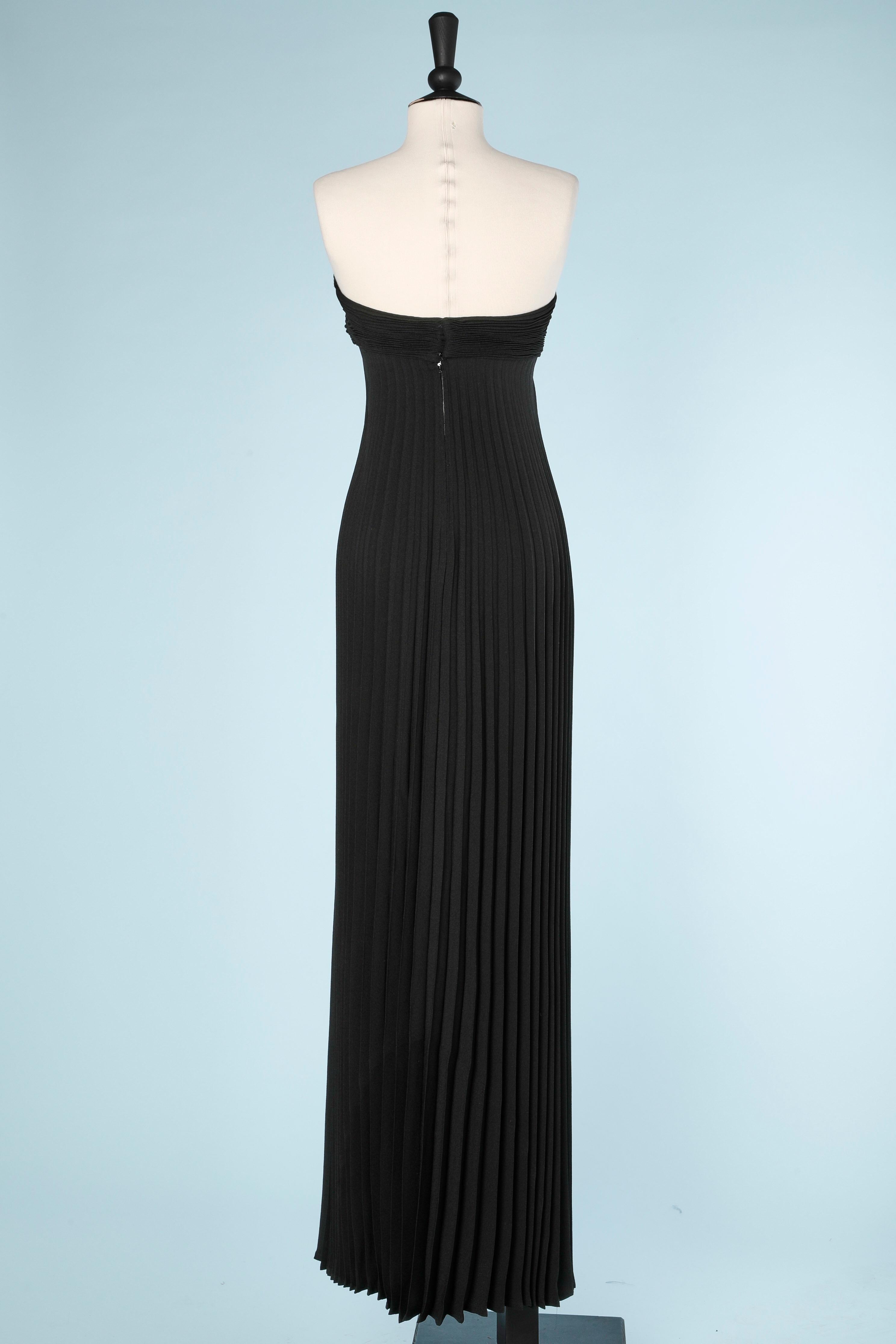 Black Loris Azzaro  long cocktail sun fold crepe's  bustier dress For Sale