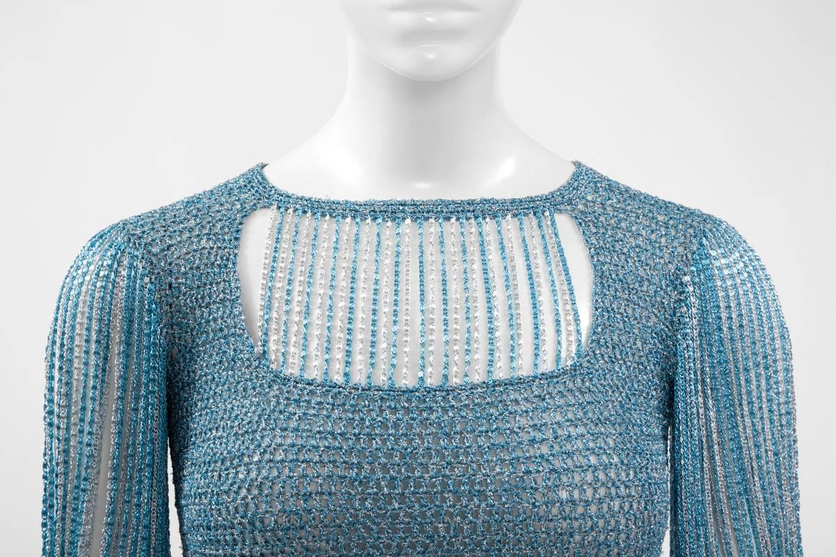 Blue Loris Azzaro Lurex Crochet Top, Circa 1973