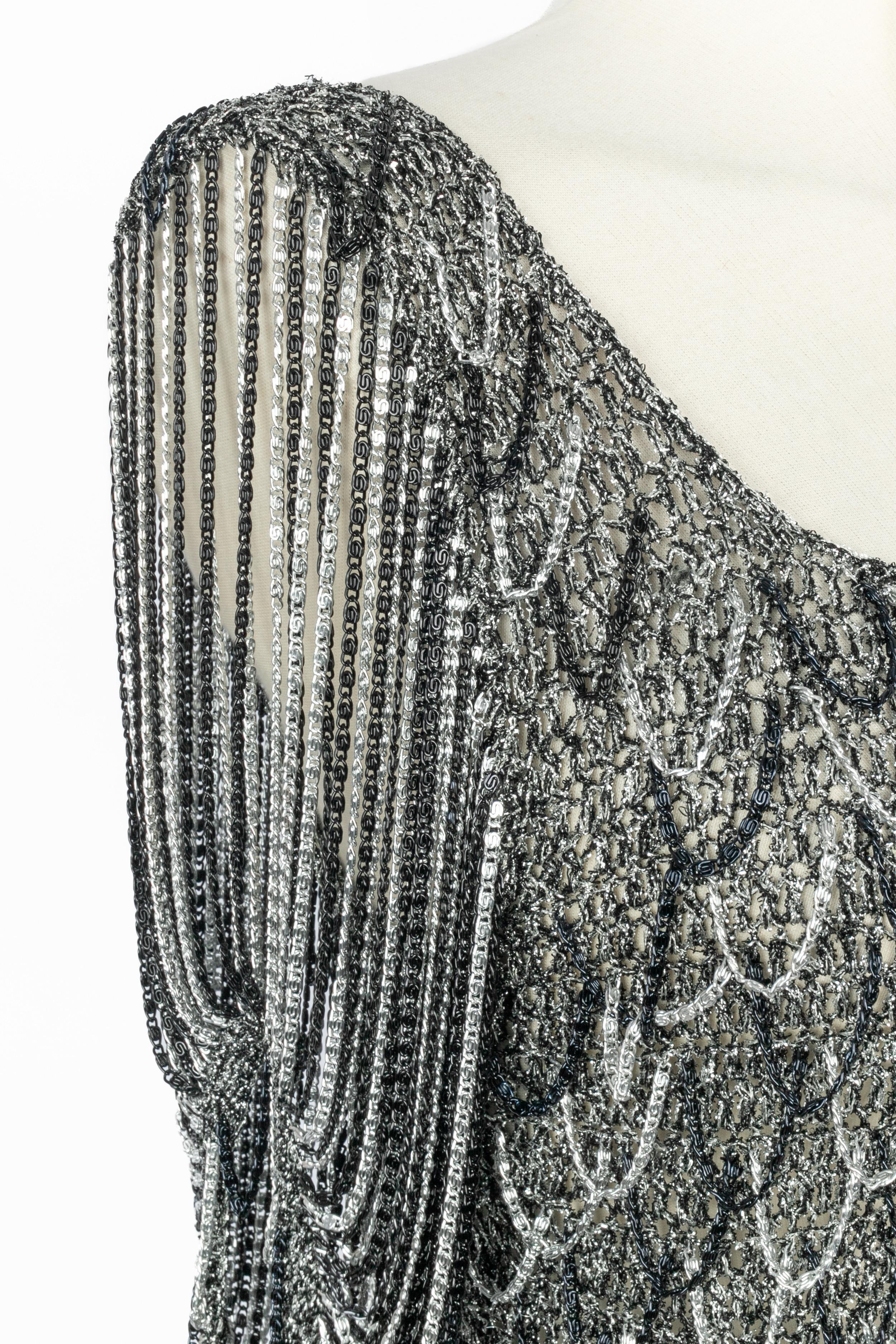 Grigio Top in rete di Loris Azzaro in vendita