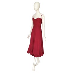 Loris Azzaro Paris Couture Circa 1973 Vestito vintage con corpetto drappeggiato in chiffon rosso