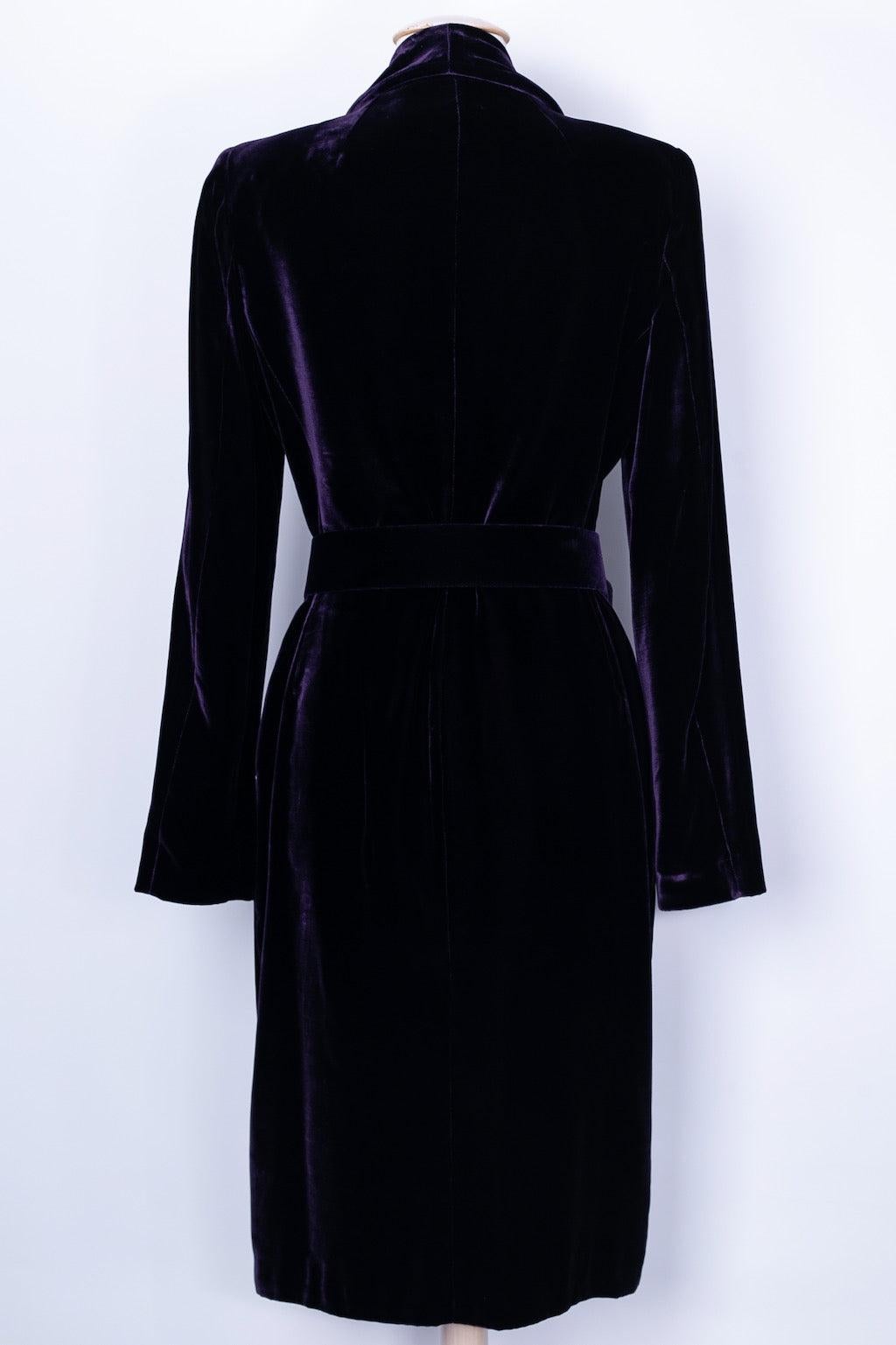Loris Azzaro Purple Velvet Dress Collection, 2005 In Excellent Condition For Sale In SAINT-OUEN-SUR-SEINE, FR