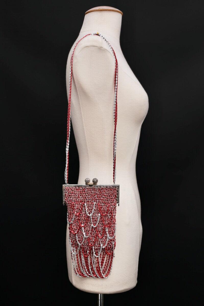 Loris Azzaro Red and Silver Shoulder Bag For Sale 2