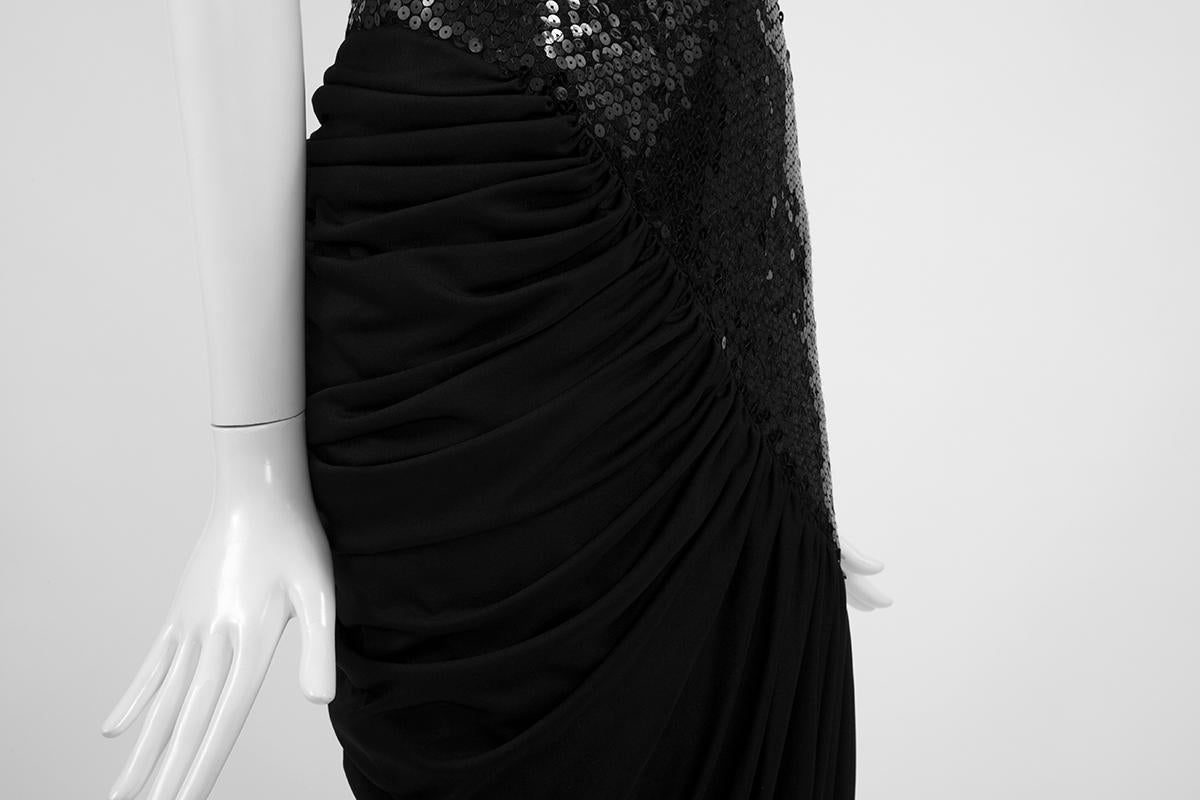 Loris Azzaro Sequined One-Shoulder Evening Dress  In Good Condition For Sale In Geneva, CH