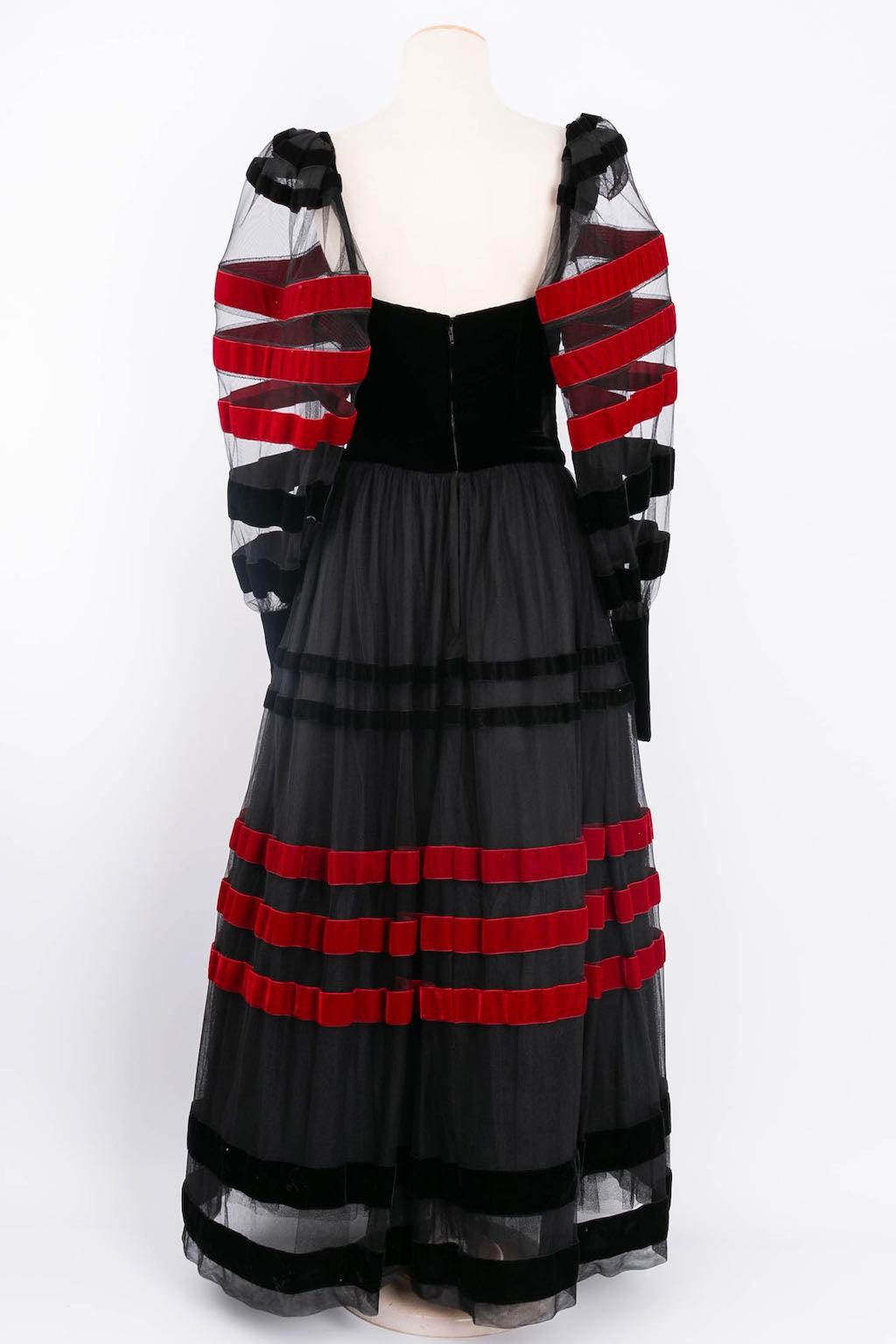 Loris Azzaro Velvet and Tulle Dress For Sale 1