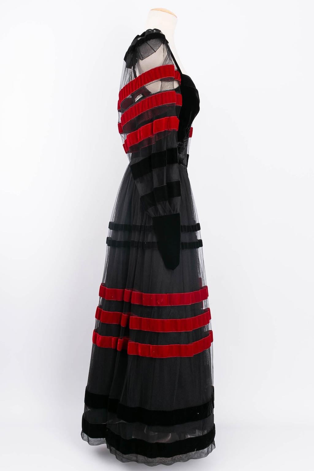Loris Azzaro Velvet and Tulle Dress For Sale 2