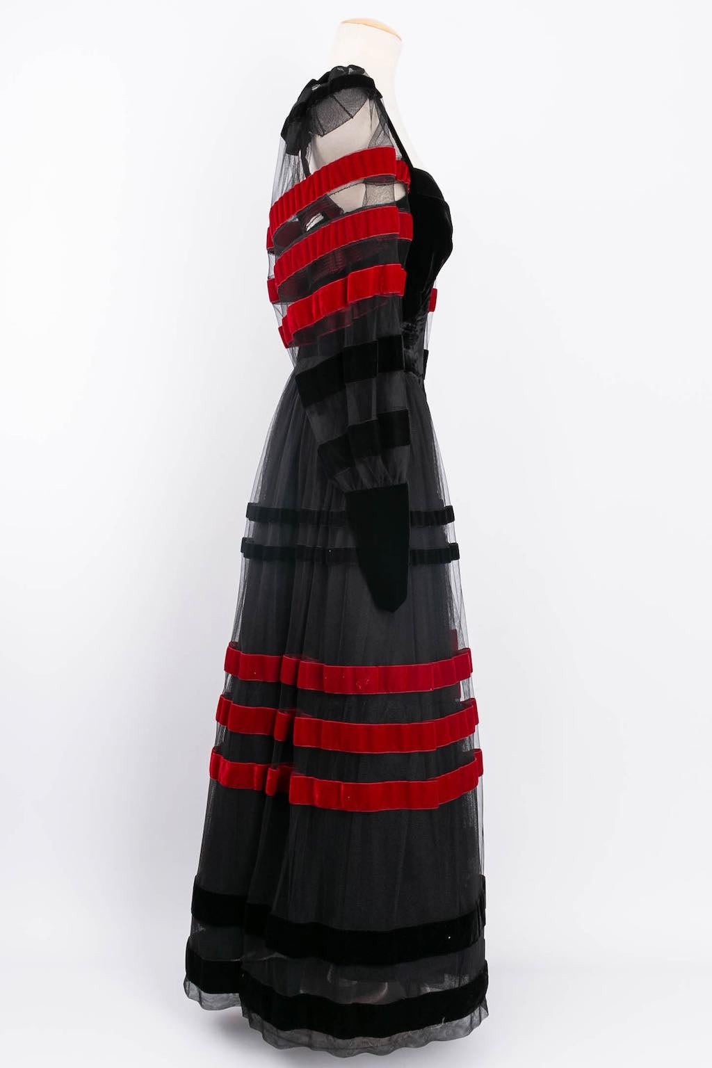 Loris Azzaro Velvet and Tulle Dress For Sale 1