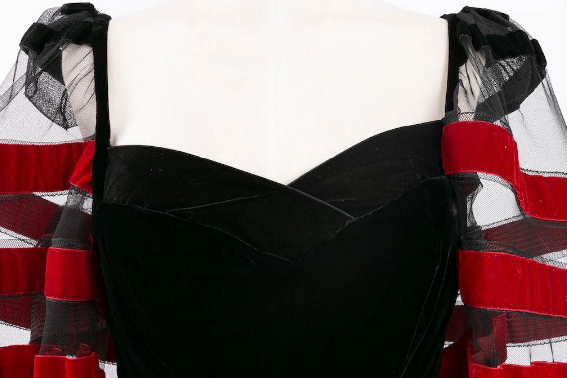 Loris Azzaro Velvet and Tulle Dress For Sale 2