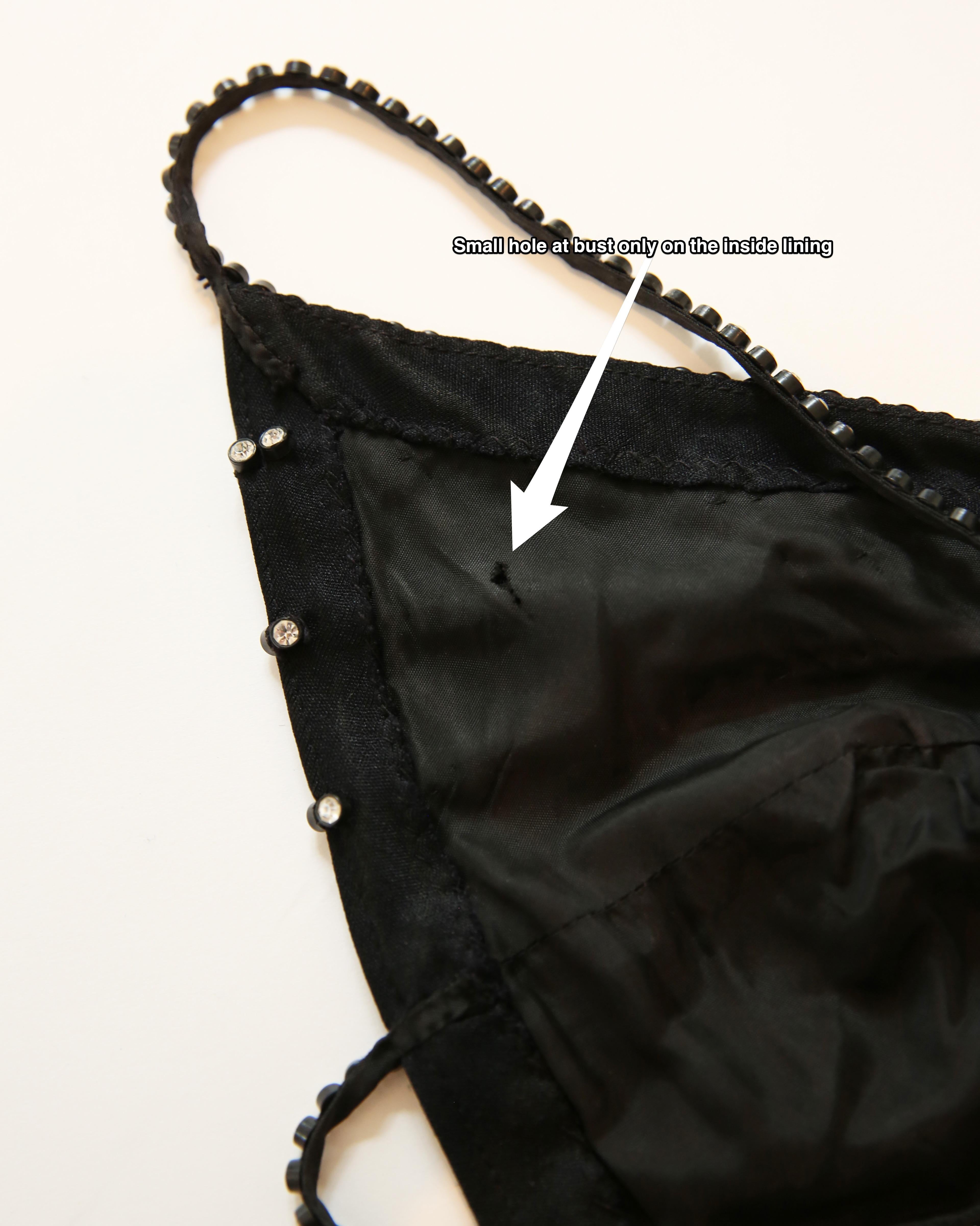 Loris Azzaro vintage 1974 black crystal backless embellished cut out maxi dress 9