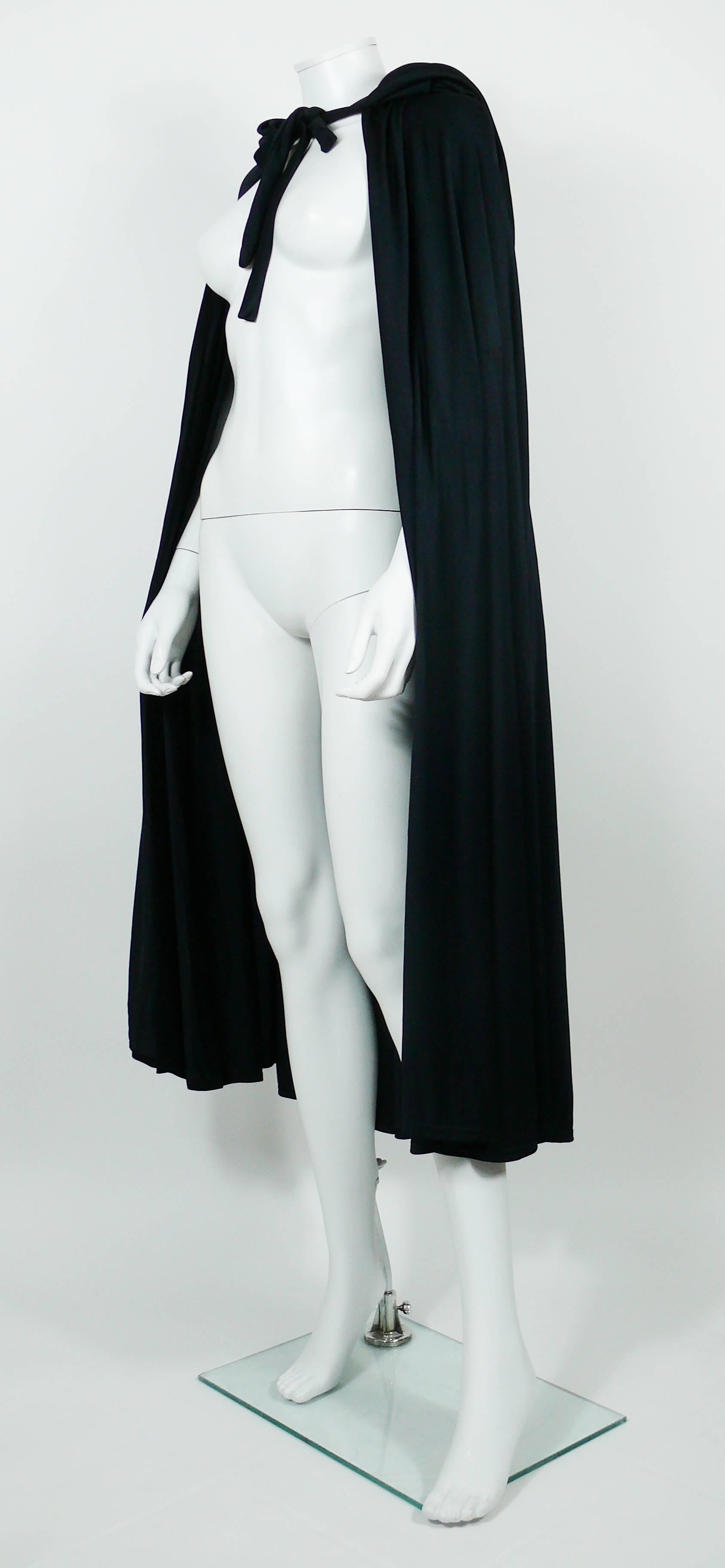 Loris Azzaro Vintage Black Hooded Cape In Good Condition In Nice, FR