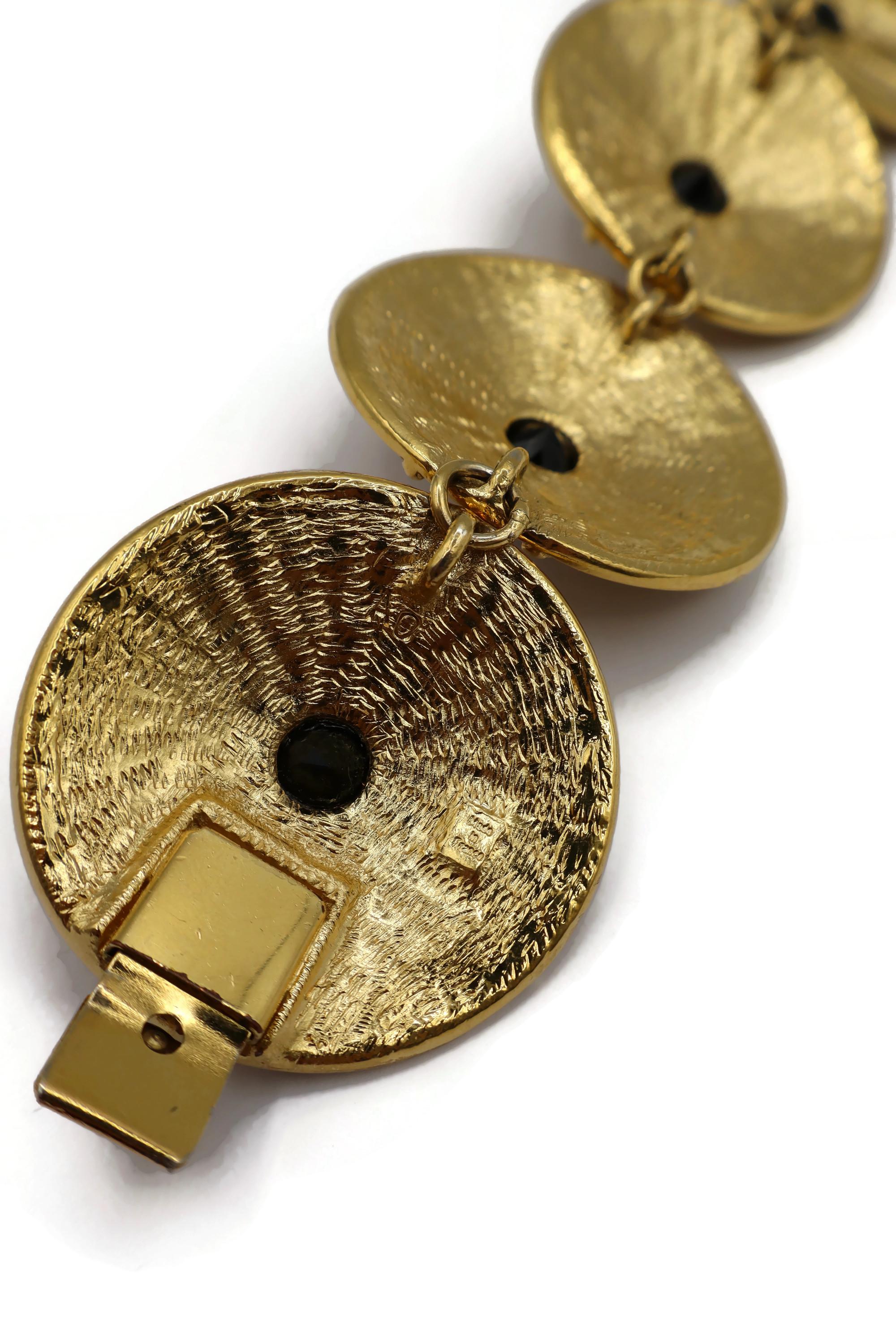 LORIS AZZARO Vintage Gold Tone Jewelled Shield Link Bracelet For Sale 8