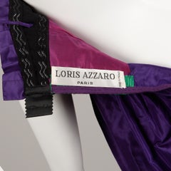 Vestido de noche de tafetán de seda morado y verde de Loris Azzaro Vintage