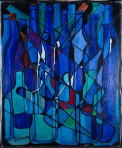 Lorna Dunn (1920-2016) - 20th Century Oil, Blue Bottles