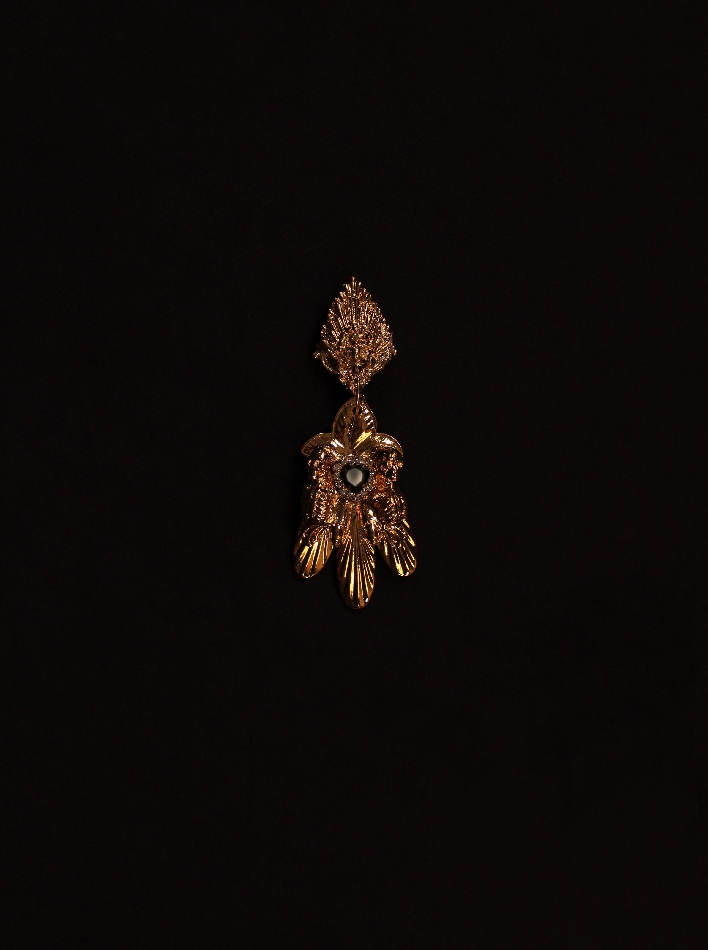 Lorna Earrings, Sculpted Gothic Floral Tribute in Sterling Silver, Unique Luxury For Sale 1