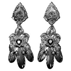 Lorna Earrings, Sculpted Gothic Floral Tribute in Sterling Silver, Unique Luxury