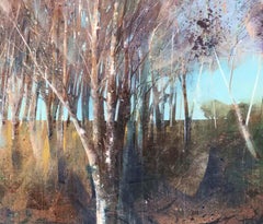 Birch Copse - contemporary tree landscape birches acrylic painting