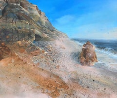 Covehithe, Suffolk -contemporary seascape coastline beach rocks acrylic painting