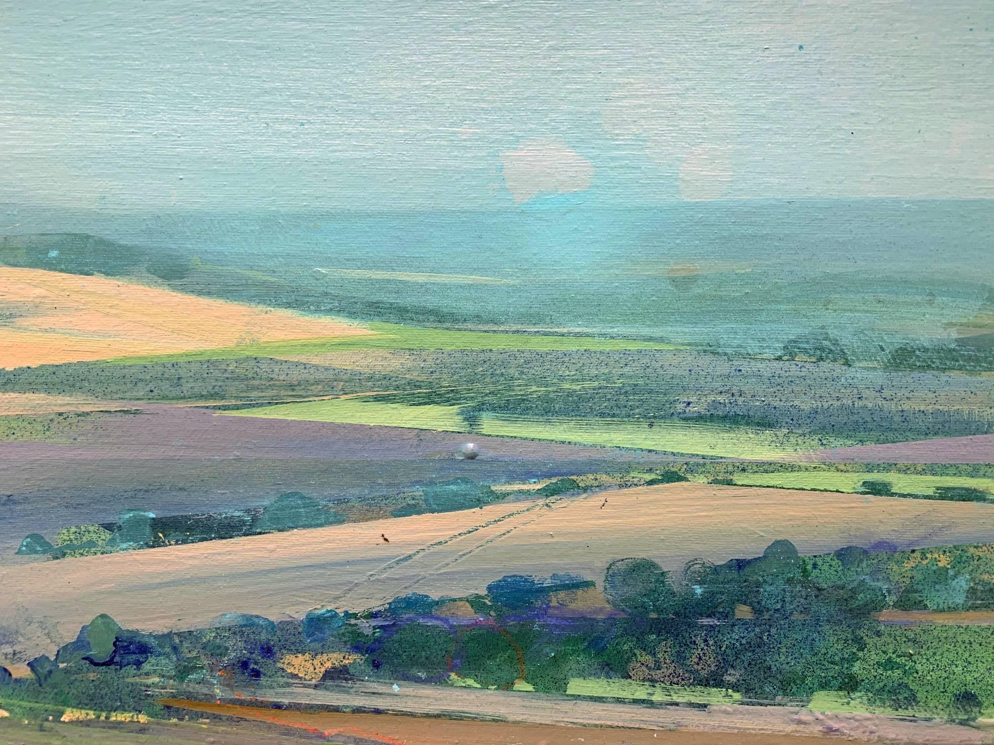 Firle Beacon, the Weald of Sussex - abstract landscape acrylic painting - Painting by Lorna Holdcroft-Kirin