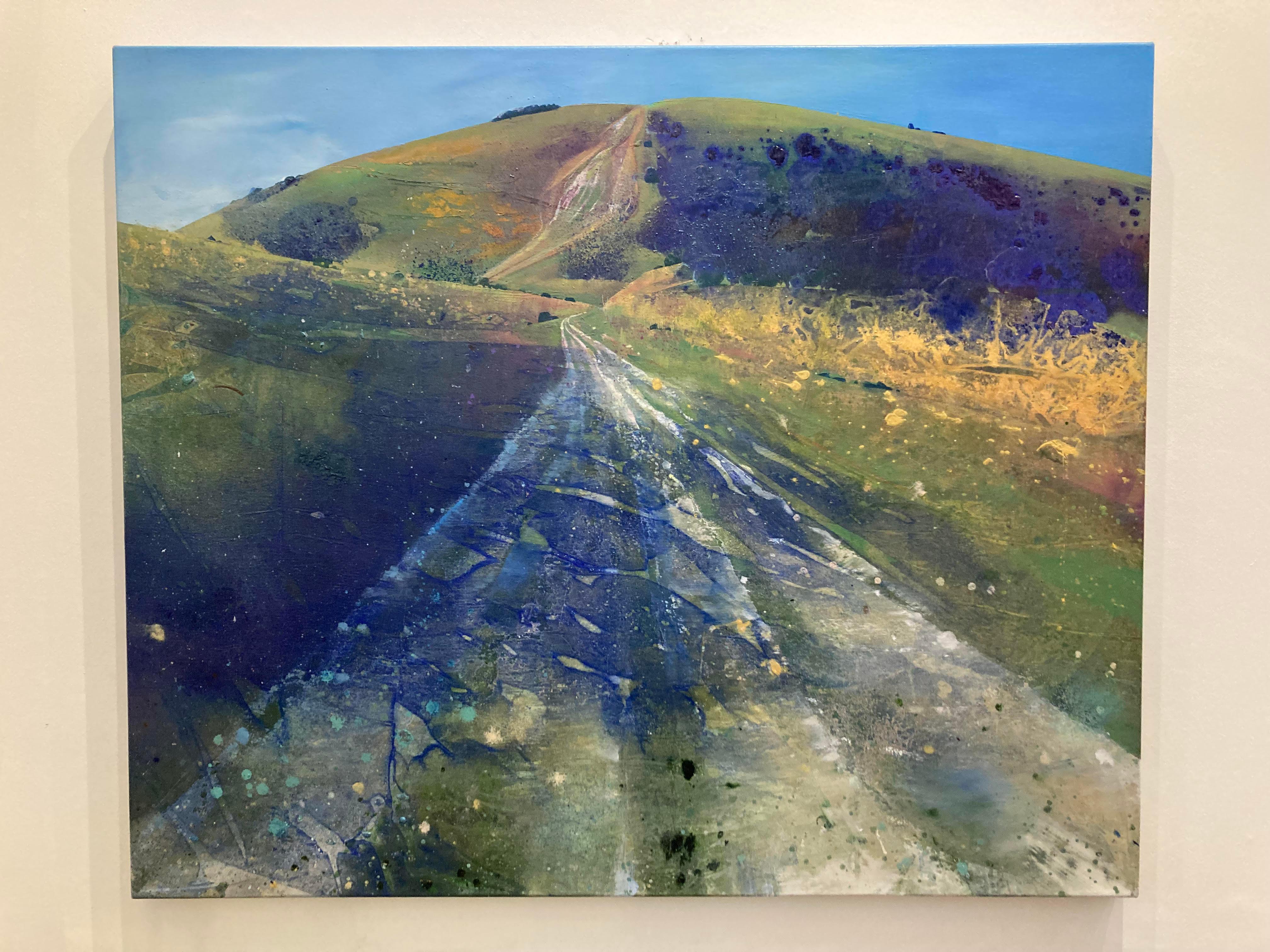 Ivinghoe Beacon II - contemporary landscape hills mountains acrylic painting - Painting by Lorna Holdcroft-Kirin