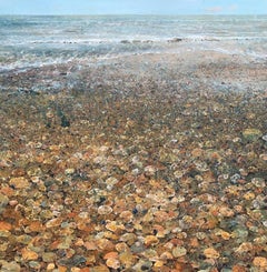 Pebbles - Acryl, Malerei, Küstenlandschaft, Natur, Strand, Zeitgenössisch 