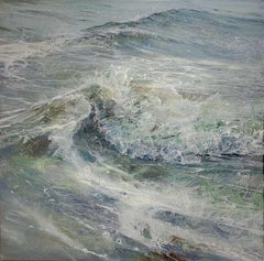 Tidal Dance - contemporary seascape ocean wave splash acrylic painting square