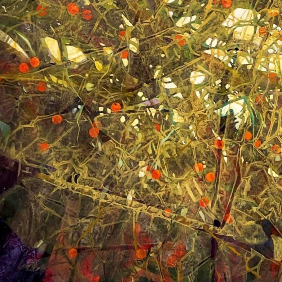Goldenes Dickicht - Abstrakt, Acryl, Ländlich, Malerei, Contemporary (Zeitgenössisch), Painting, von Lorna Kirin 