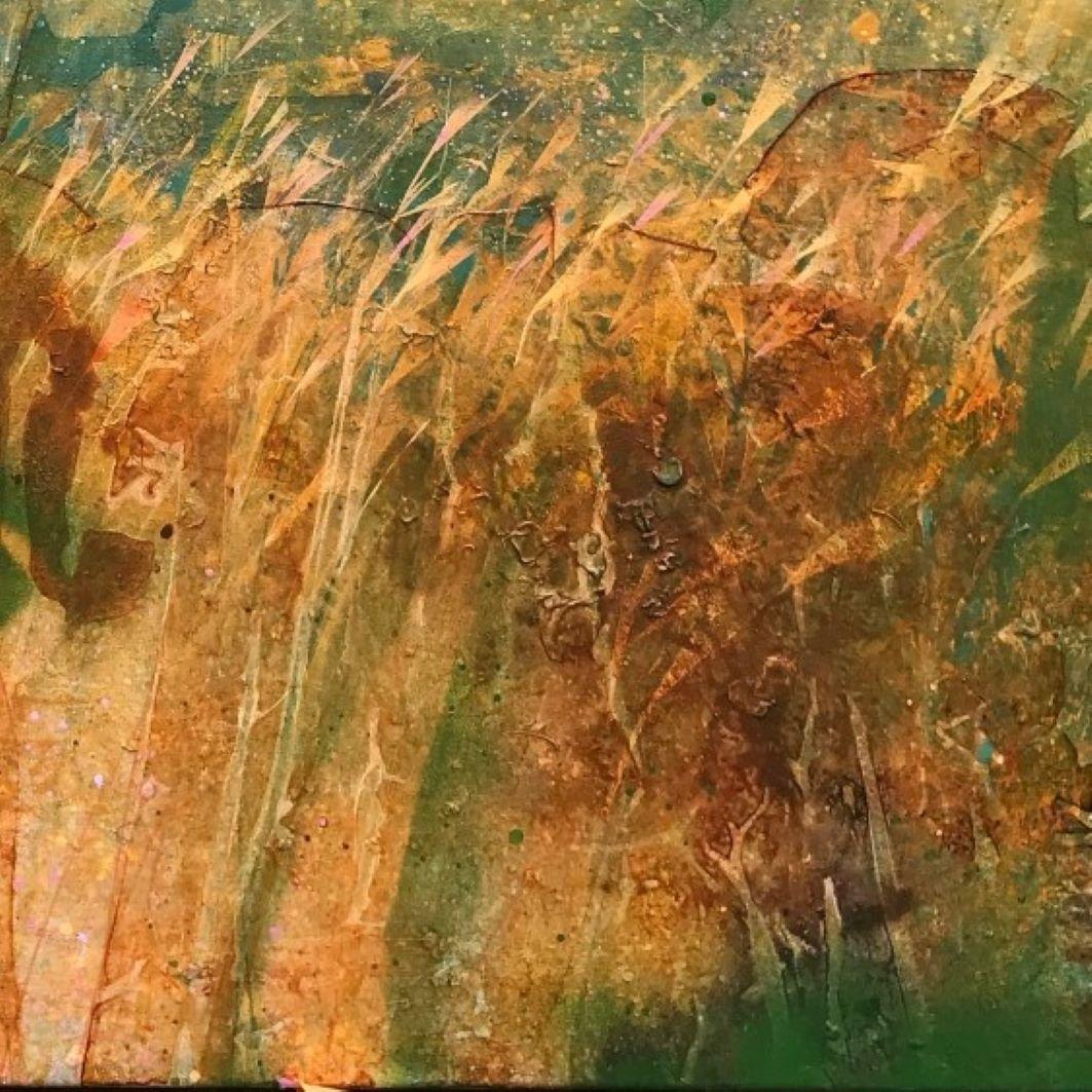 Prato con le intemperie - Nature, Spiaggia, Fiume, Pittura, Contemporaneo in vendita 1