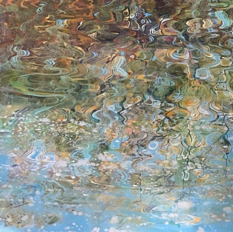 Otoño Reflejado - Naturaleza, Acrílico, Flores, Rosa, Pintura, Contemporáneo - Painting de Lorna Kirin 