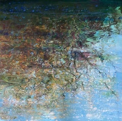 Otoño Reflejado - Naturaleza, Acrílico, Flores, Rosa, Pintura, Contemporáneo
