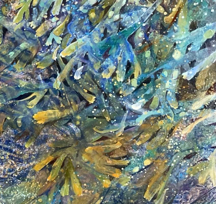 Sea Wrack- Naturaleza, Playa, Río, Pintura, Contemporáneo - Landscape Painting Gris de Lorna Kirin 
