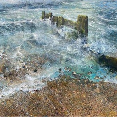 Brightlingsea Groyne- Leinwand, Meereslandschaft, Küstenlandschaft, Strand, Meereslandschaft, nautisch, Acryl