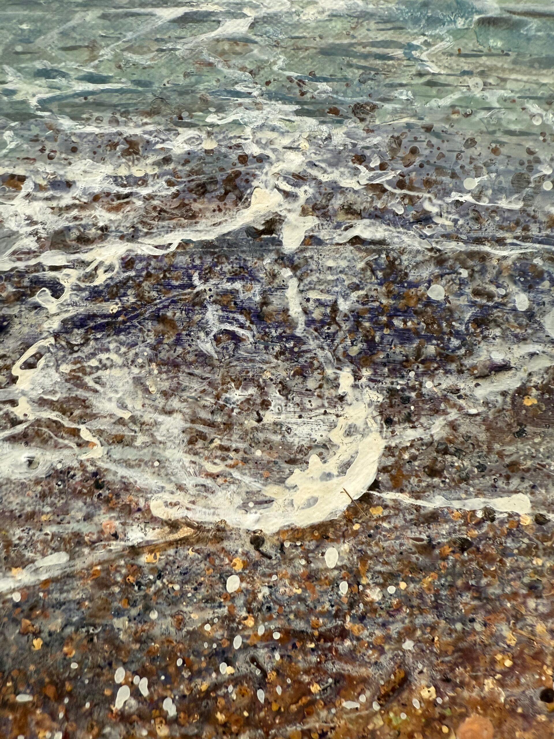 Lap of the Wave - Gray Abstract Painting by Lorna Kirin