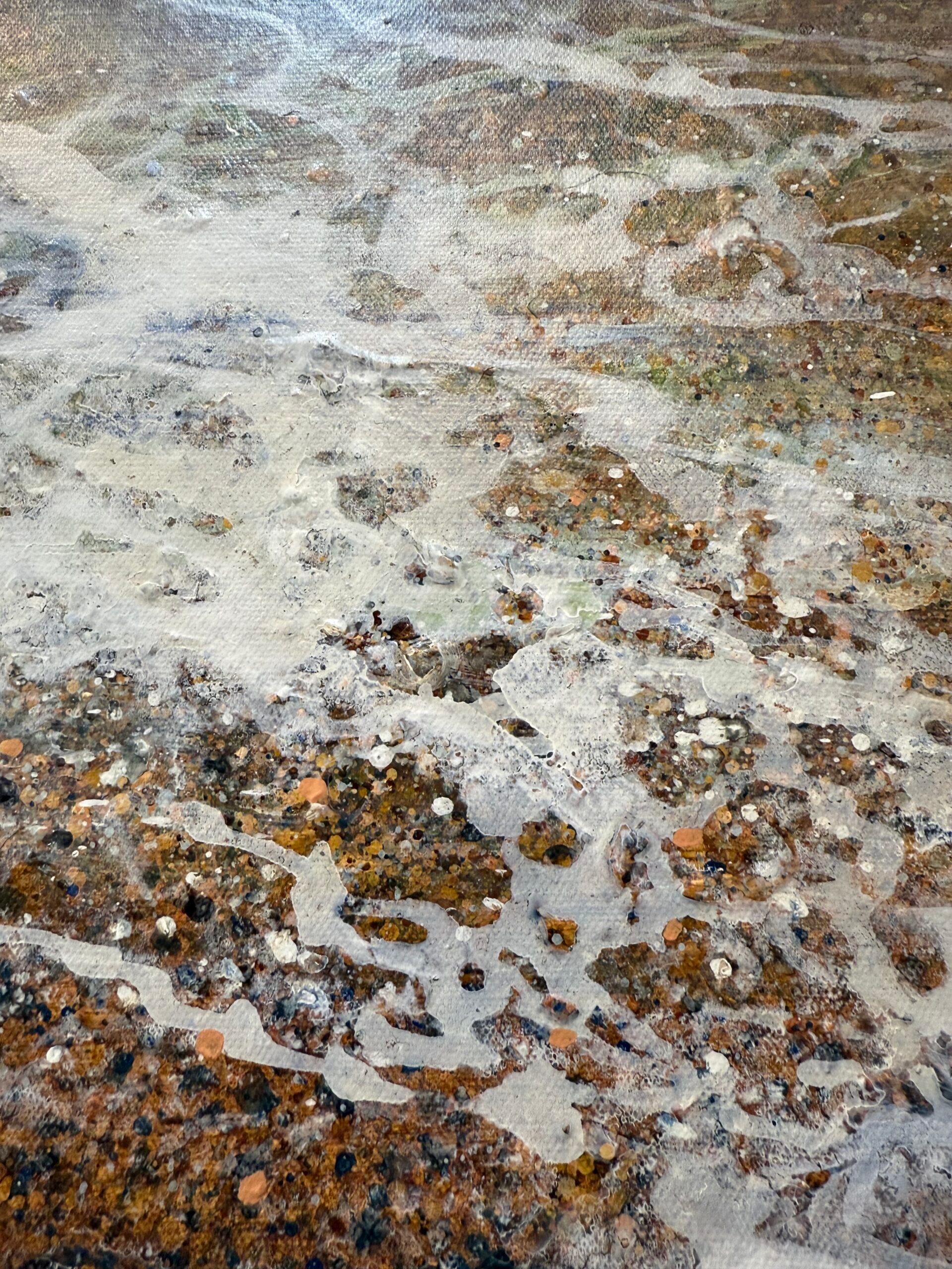 Martello Tower - Gray Landscape Painting by Lorna Kirin