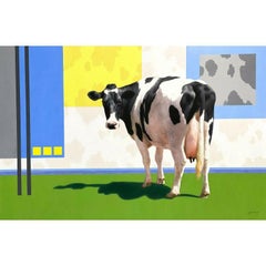 Peinture à l'huile sur toile « Hip Cow » de Lorna Patrick, 1992