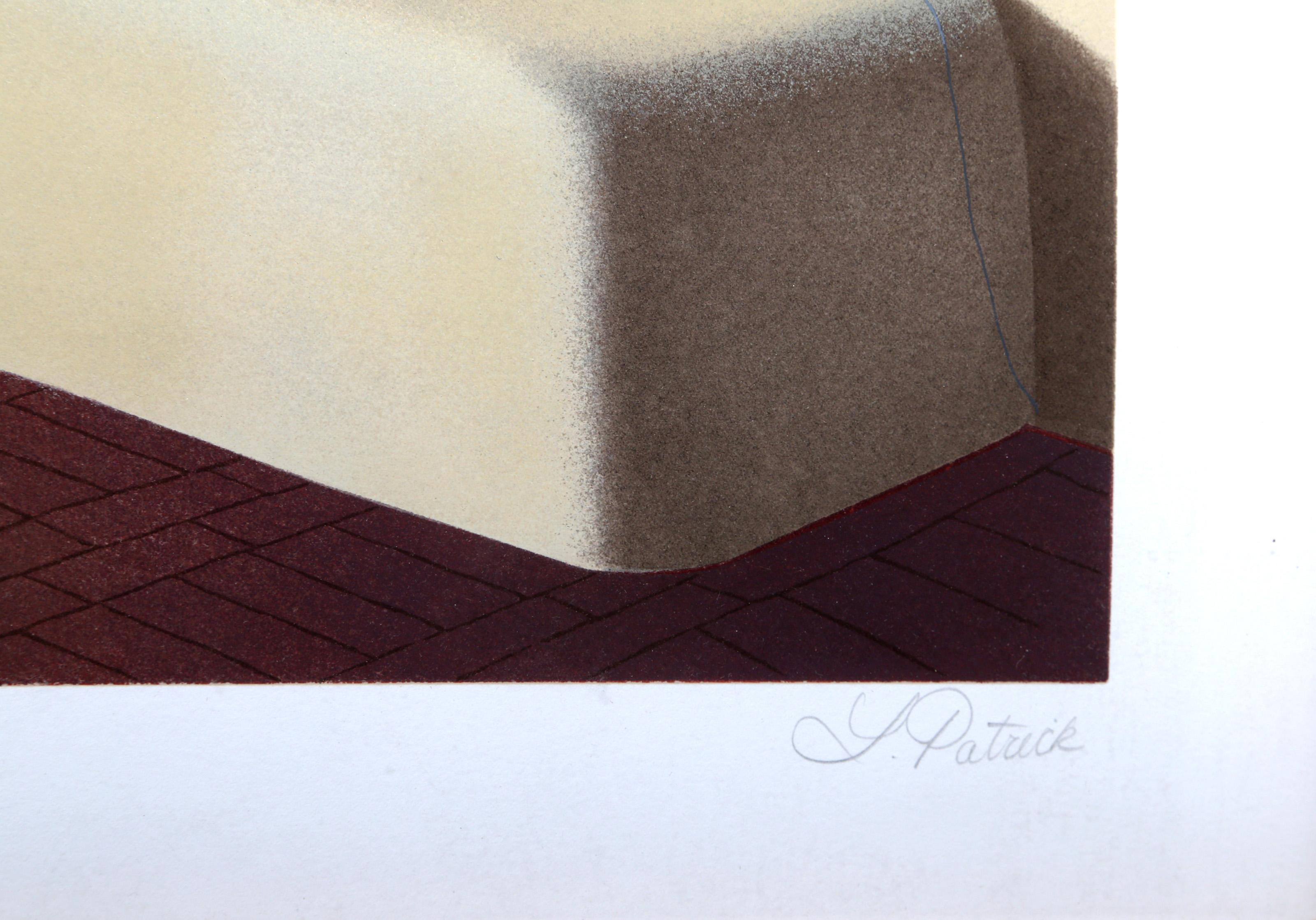 Fireplace, American Realist Screenprint by Lorna Patrick For Sale 1
