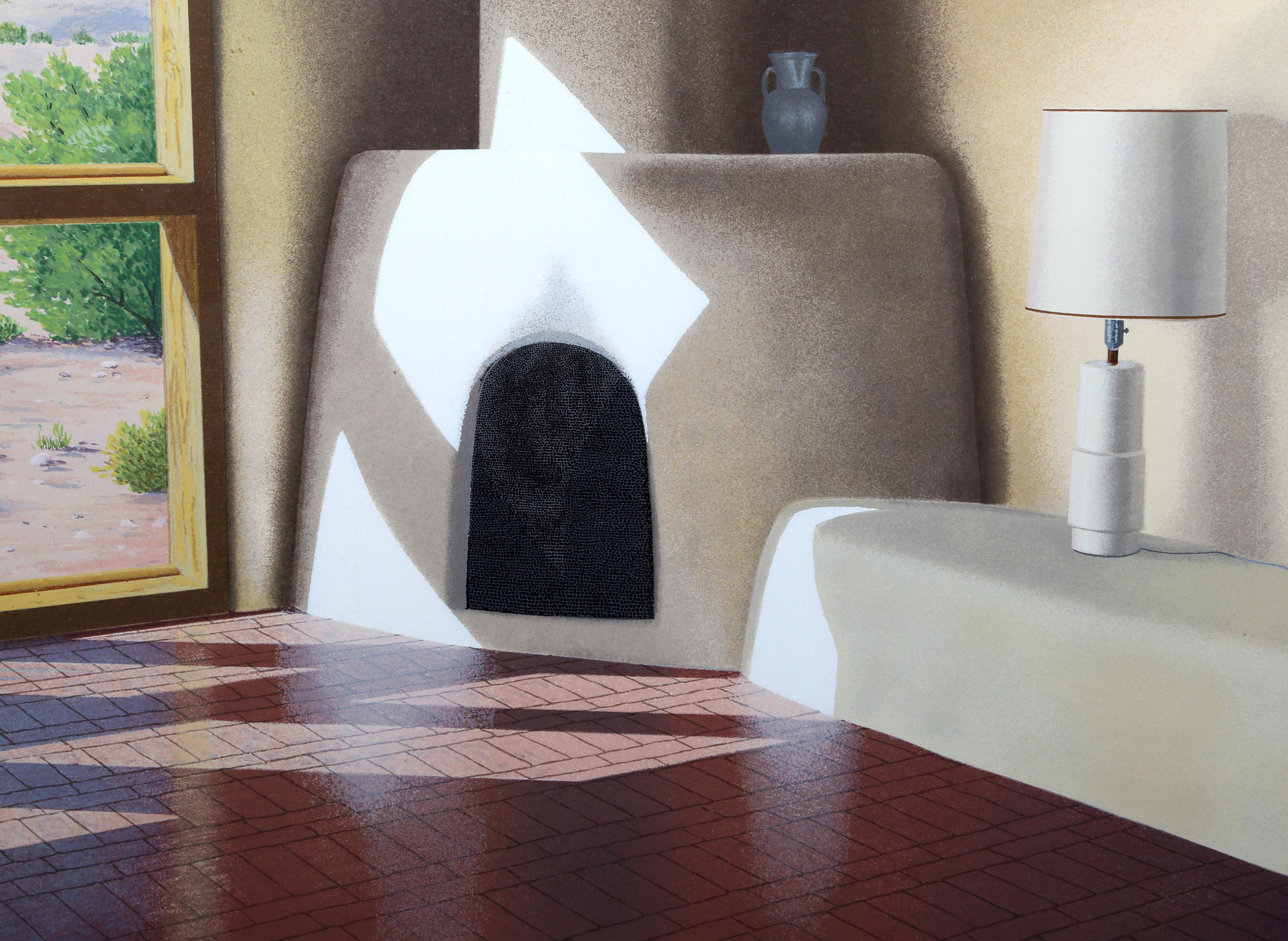 Fireplace, American Realist Screenprint by Lorna Patrick For Sale 3