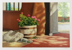 Geraniums, sérigraphie réaliste américaine de Lorna Patrick