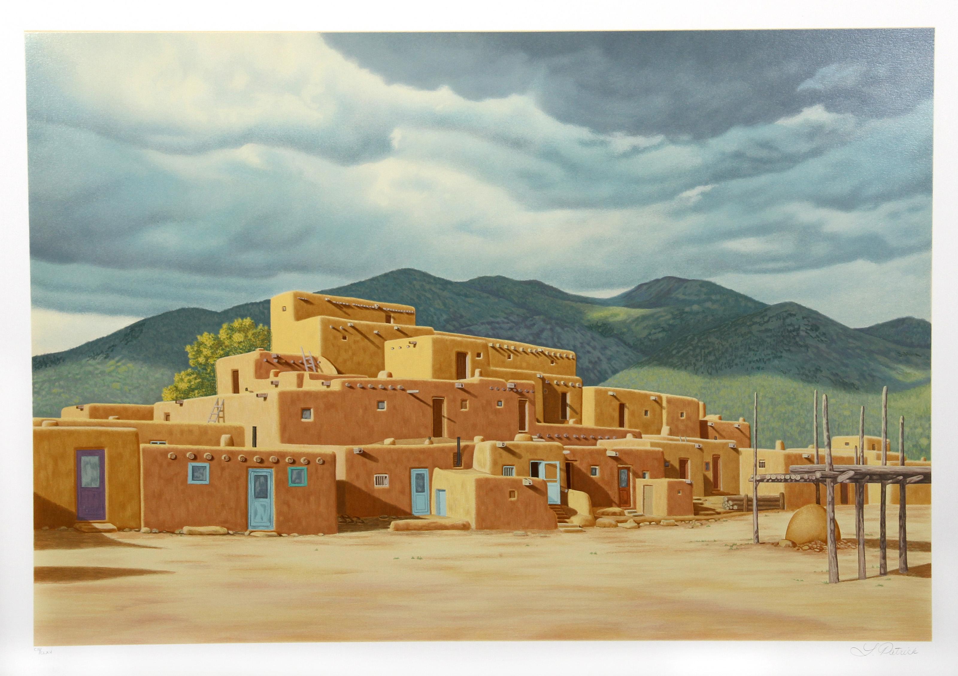 Pueblo, serigrafía realista americana de Lorna Patrick