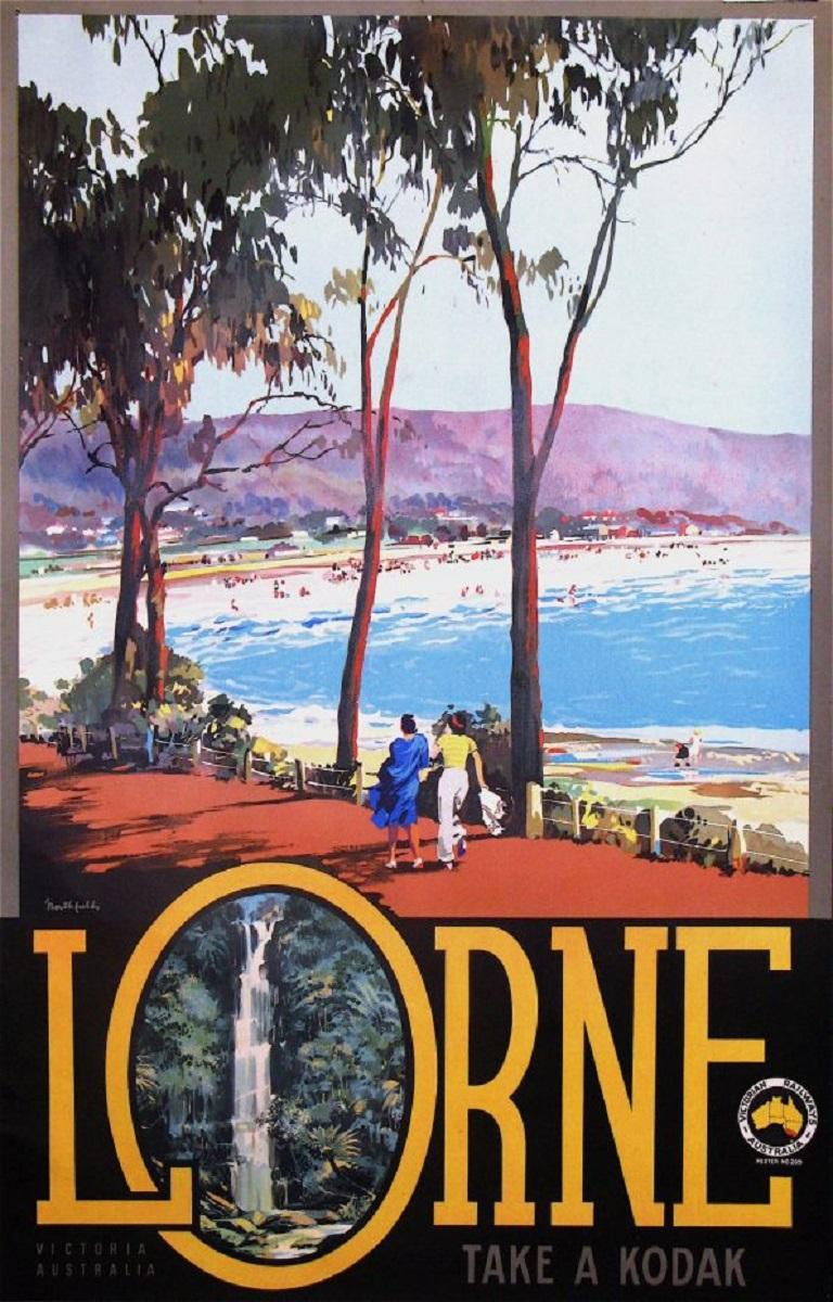 Australian unique and rare poster. Australia’s best known and loved graphic artist of the 20th century. His work promoting Australia as a tourist destination captures the essence of Australian life during the 1930s and 1940s, showing a country